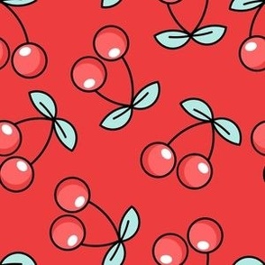 cherries on red