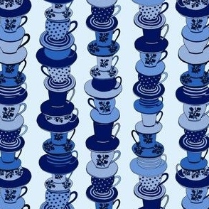 Don't Let Me Down / Medium Scale / Steaming Cups in Calming Blue