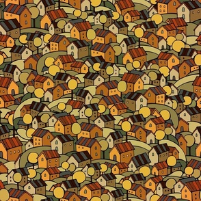 Cartoon autumn houses 