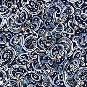 Winter doodle ornamental curly pattern