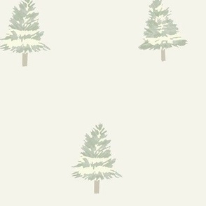 Minimal Painted Pine Trees on light sage - Neutral Christmas