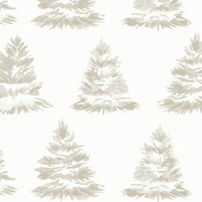 Watercolor Tan Pine Trees Geometric on Off White - Modern Neutral Beige Christmas