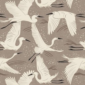 Soaring Wings  Cranes Beige Ivory Regular