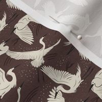 Soaring Wings  Cranes Brown Ivory Small