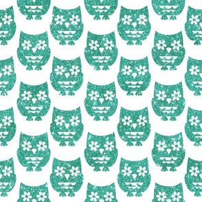 Sparkle Owls- Turquoise