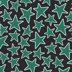 Holiday Stars - Teal on Black