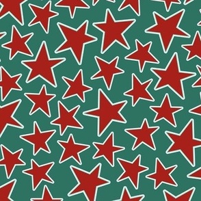 Holiday Stars - Red on Green