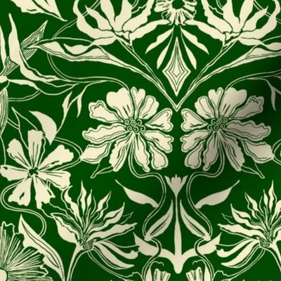 Green Holiday Damask