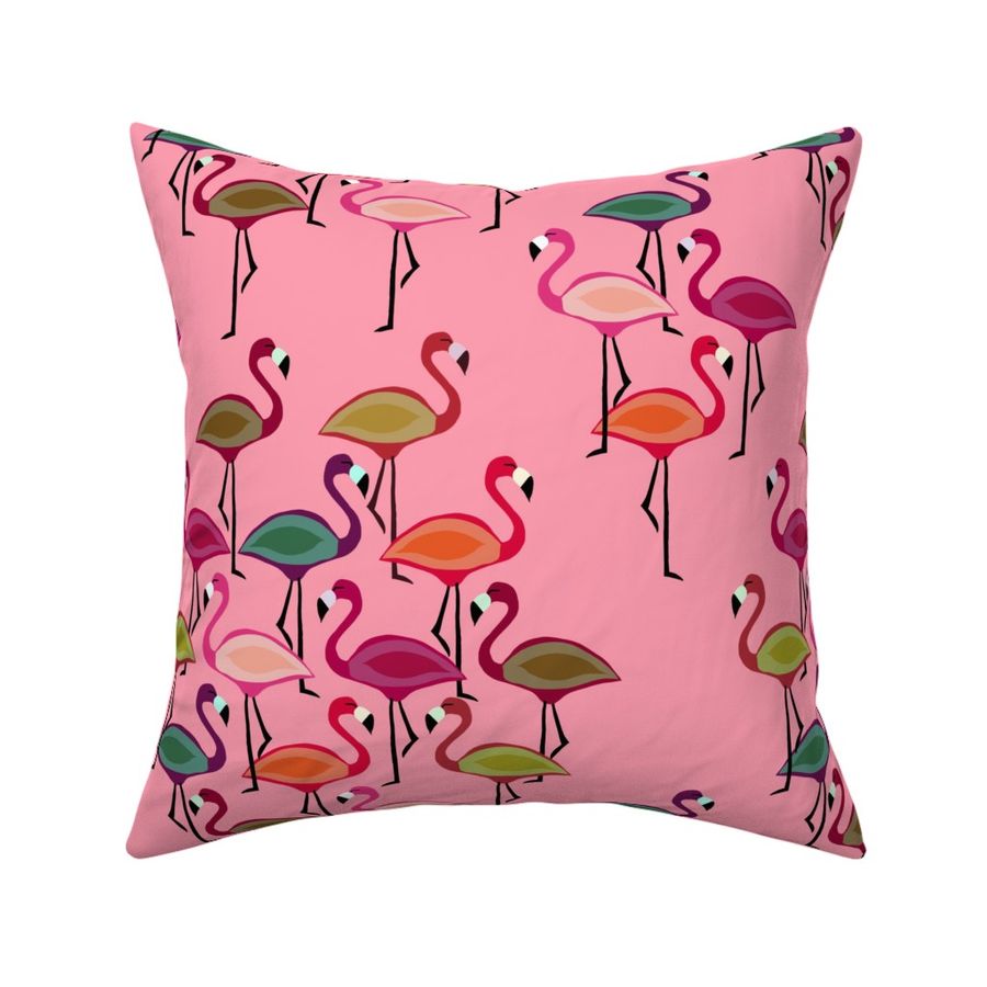 Mod Flamingos Mad Men Pink