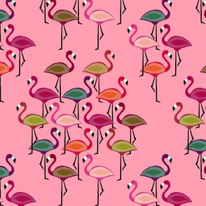 Mod Flamingos Mad Men Pink