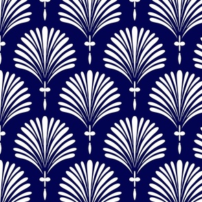 Fan Navy Wallpaper Mid-century inspired coordinate