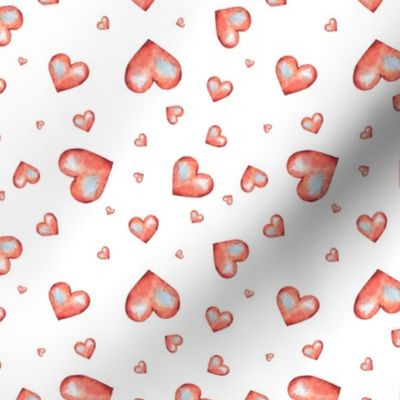 Cute red hearts on white
