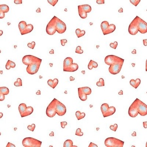 Cute red hearts on white