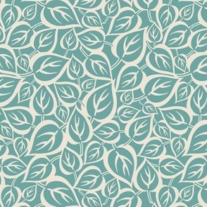 Falling Leaves - Fall Light Teal Ivory Small