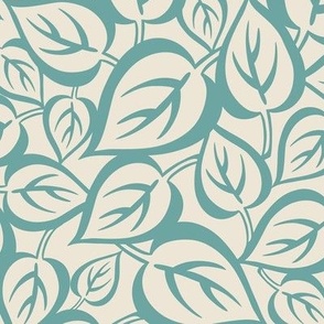 Falling Leaves - Fall Ivory Light Teal Regular