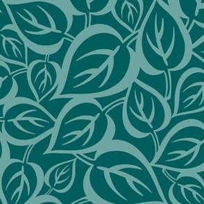 Falling Leaves - Fall Teal Tonal Regular