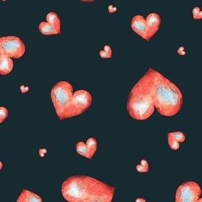 Cute red hearts on black
