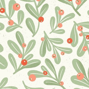 Regular Scale // Mistletoes // Green Coral // Ivory Background