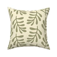 Matisse-Inspired Geometric Sage Olive Green Leaves on Light Background // Medium