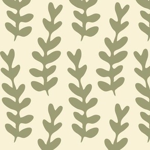 Matisse-Inspired Geometric Sage Olive Green Leaves on Light Background // Medium