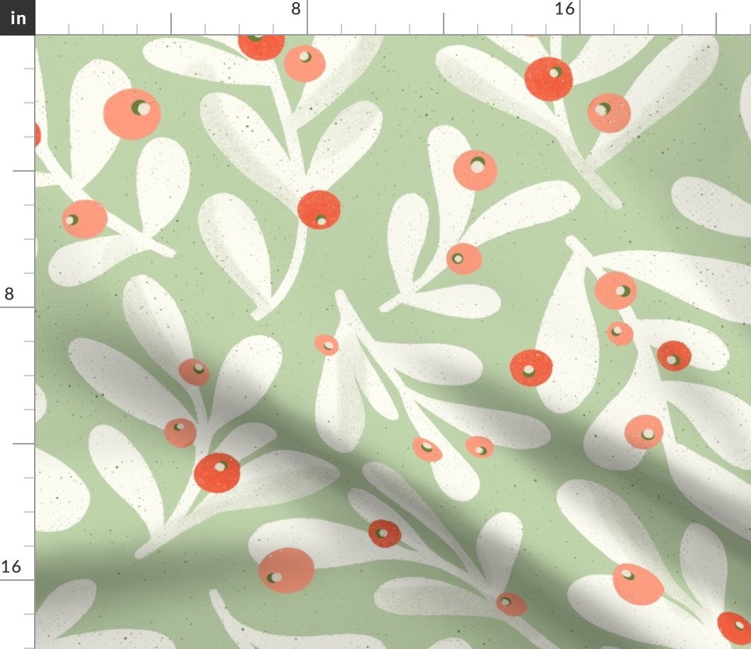 Regular Scale // Mistletoes // Ivory and Mint Background 