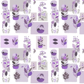 Scandi Purple Lilac Shabby Chic Shaker Boho Flowers Leaves