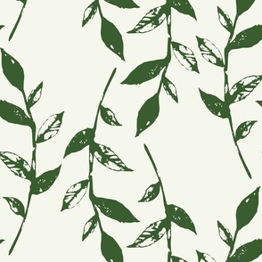 Vertical line leaves - green on light background