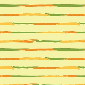 Horizontal brush strokes in shades of bright green orange yellow