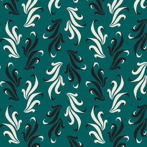 Swaying and Flowing in emerald blue green, bright white and black ( large scale )