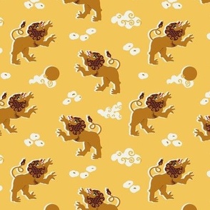 Retro lions, yellow - small scale