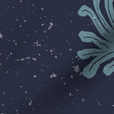 Retro cream seahorses with blue seaweed