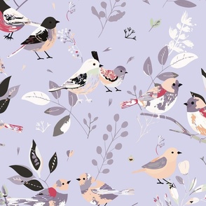 Lilac Perch Serene Bird and Branch Design