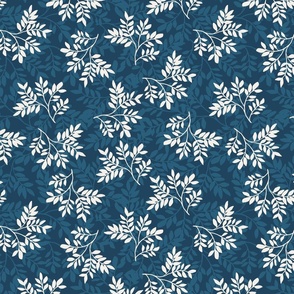 Shaded Branches Navy and White  - Medium
