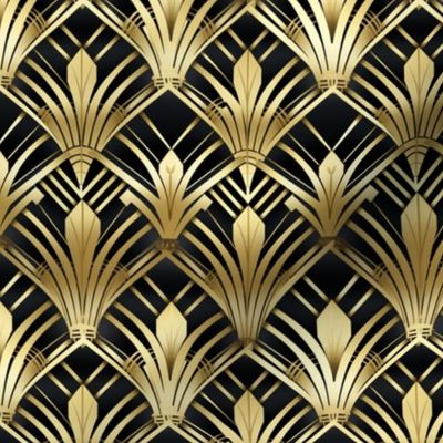 Gilded Art Deco Fan Seamless Pattern