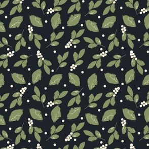 Montana Huckleberry Leaves- Black & Green Small Scale