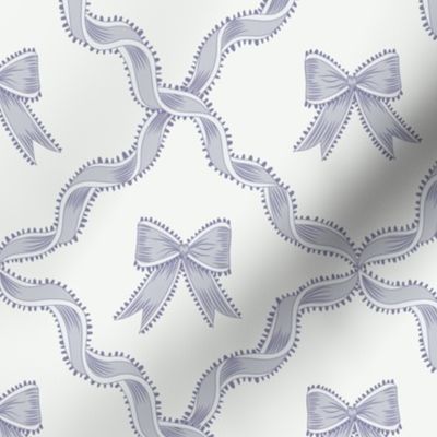 Medium Benjamin Moore Spring Purple Bows and Misty Memories with Ribbon Diamond Trellis on Super White Background