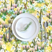 Winter Flowers Sunshine Snowdrop Flowers, Wild Winter Jasmine Flowers, Crocus Flowers, Sunny Day Yellow Floral Linen Texture, Winter Sunshine Snowdrop Flowers, Wild Jasmine, Yellow Crocus Floral Linen Texture, Winter Sunshine Apricity, Snowdrops Crocuses,