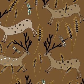 Deer In The Wheat Earthtones Large Scale