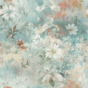 Watercolor,vintage flowers,blue background,