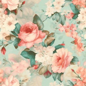 Watercolor,roses,vintage flowers,spring flowers,blue background,