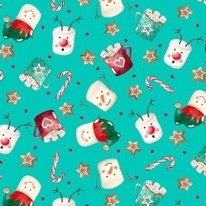 SMALL-Fun Christmas Marshmallows on Teal