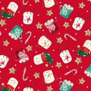 SMALL-Fun Christmas Marshmallows on Red
