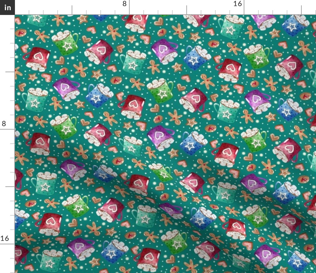 SmallHot cocoa & xmas cookies on Fabric Spoonflower