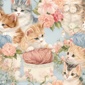 Cats,kittens,knitting,cute vintage animals 