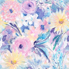 Flowerfield colorful flowers hand painted with watercolors