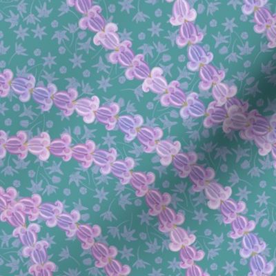 lavender crown flower on bluegreen crownflower print