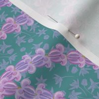 lavender crown flower on bluegreen crownflower print