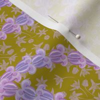 lavender crown flower on mustard crownflower print
