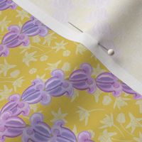 lavender crown flower on yellow white crownflower print