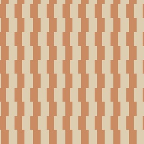 Offset Vertical Stripes Block Print in beige, cream, and dusty orange